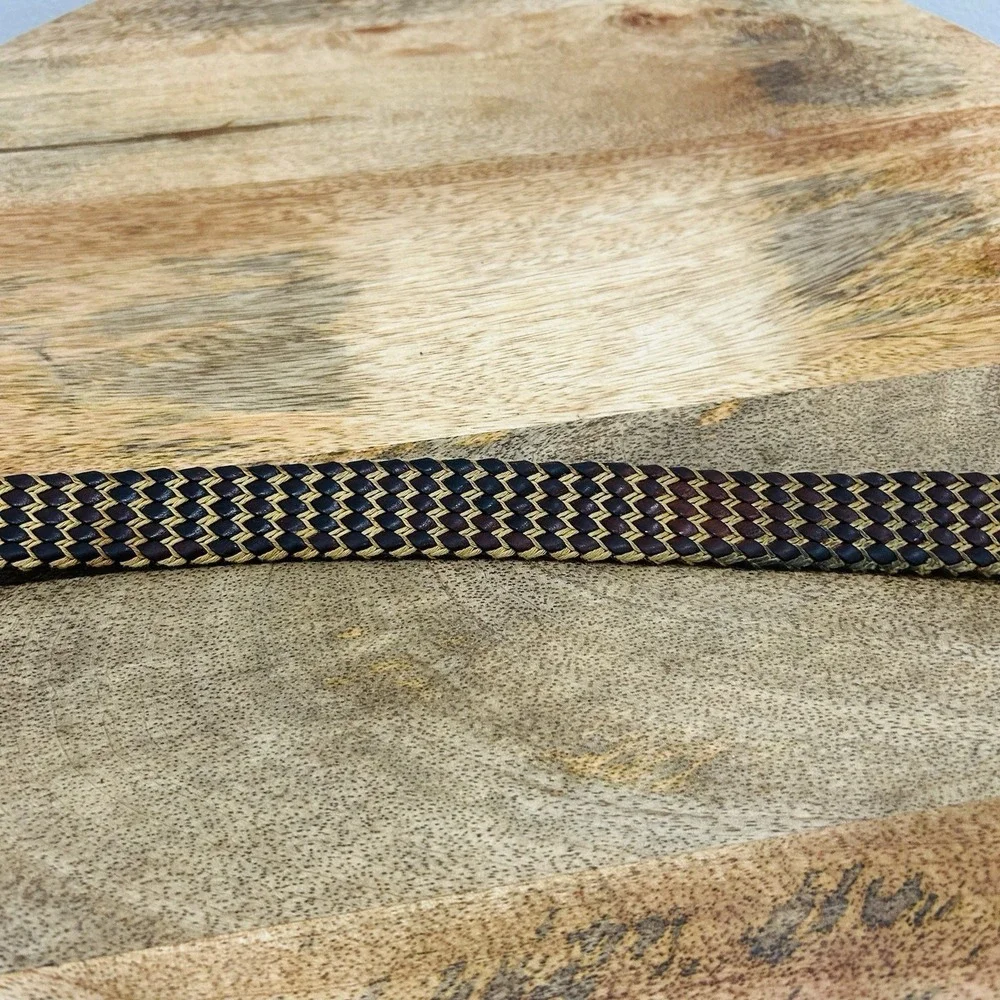 Martin Dingman 36/90 Leather Braided/Woven Owen Belt 50019 Brown/Cream